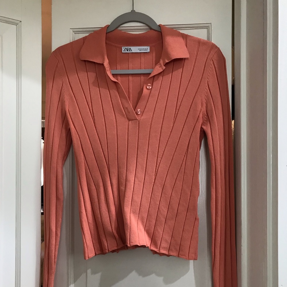 Zara Peach Knit Top, Medium